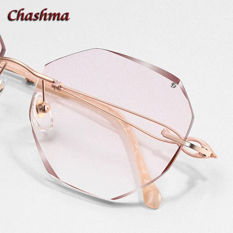 Chashma Ochki Women's Rimless Polygon Titanium Eyeglasses 2301 Rimless Chashma Ochki   