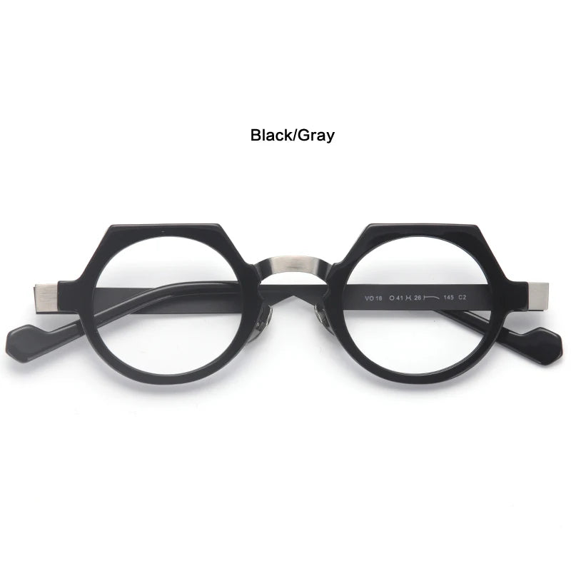 Muzz Unisex Full Rim Flat Top Round Acetate Alloy Eyeglasses 494298 Full Rim Muzz C4