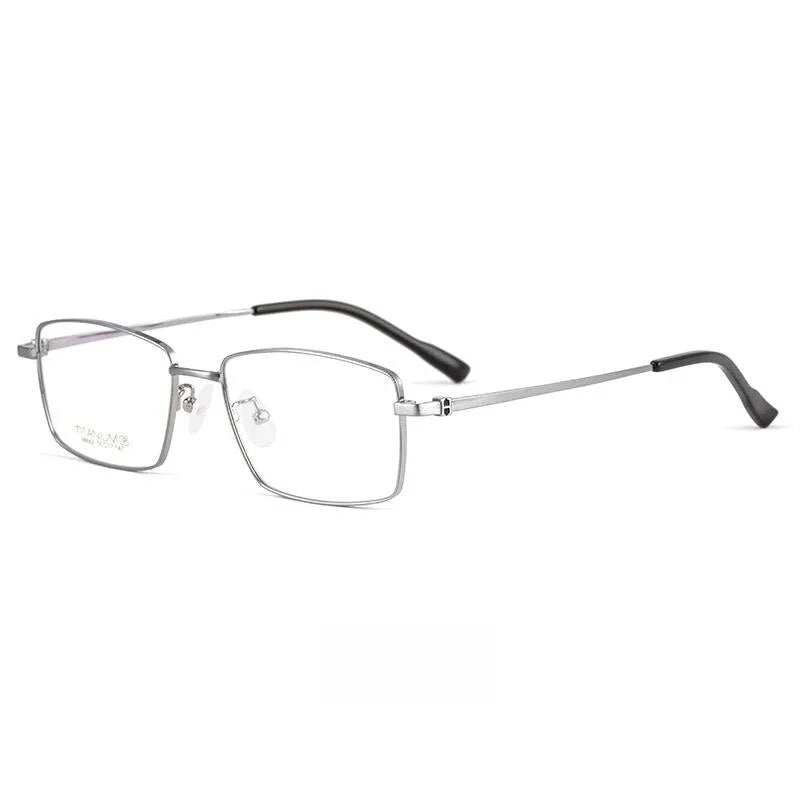 Yimaruili Men's Full Rim Small Square Titanium Alloy Eyeglasses 98662a Full Rim Yimaruili Eyeglasses Silver  
