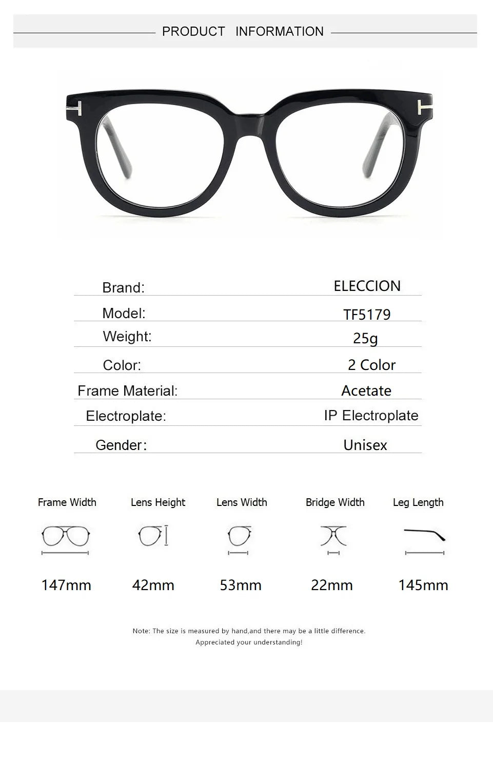 Eleccion Unisex Full Rim Square Acetate Eyeglasses 45179