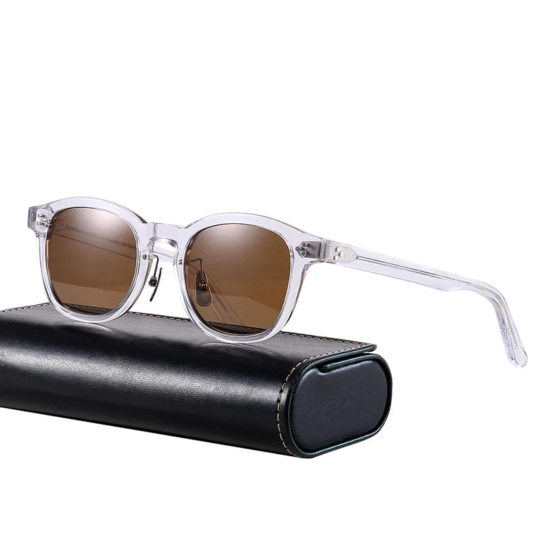 Black Mask Men Full Rim Square Acetate Polarized Sunglasses Fuz 17