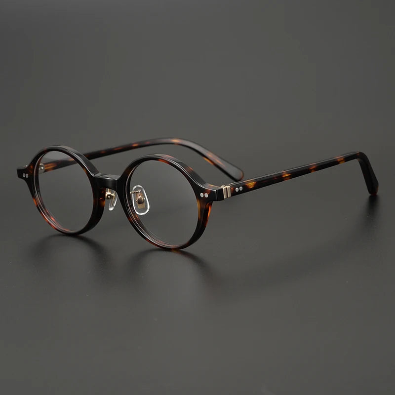 Black Mask Unisex Full Rim Small Round Acetate Eyeglasses Nn013 Full Rim Black Mask Tortoise  