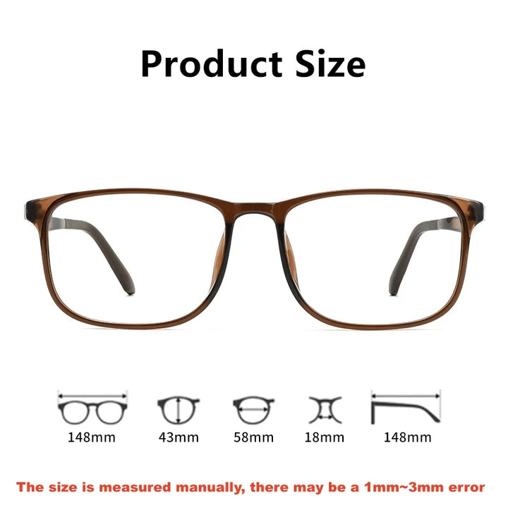 Yimaruili Men's Full Rim Big Square Ultem Steel Eyeglasses 361063