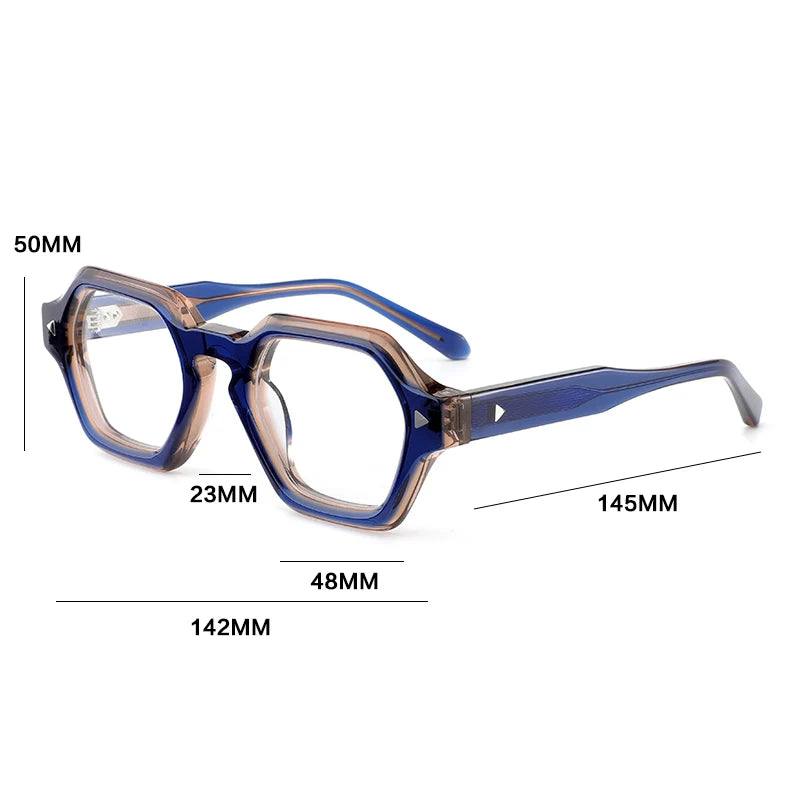 Gatenac Unisex Full Rim Polygon Square Acetate Reading Glasses G66307