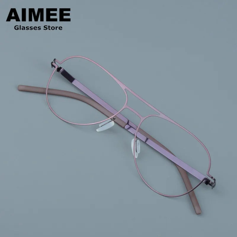 Aimee Unisex Full Rim Oval Double Bridge Steel Eyeglasses 14052 Full Rim Aimee Purple  