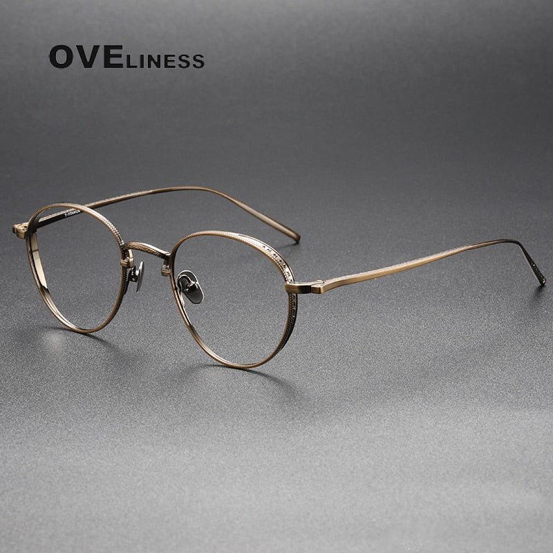Oveliness Unisex Full Rim Round Titanium Eyeglasses M3096 Full Rim Oveliness bronze  