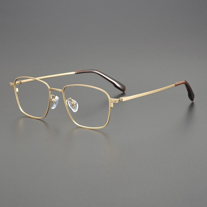 Gatenac Unisex Full Rim Square Titanium Eyeglasses Gxyj1117 Full Rim Gatenac Gold  