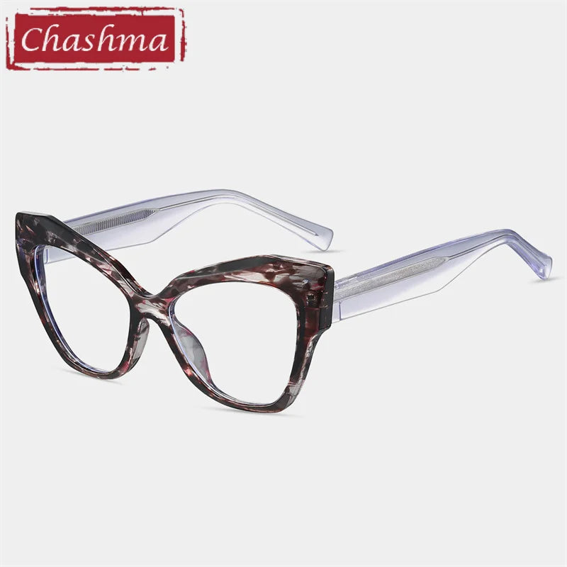 Chashma Ottica Women's Full Rim Cat Eye Tr 90 Acetate Eyeglasses 87288 Full Rim Chashma Ottica Gray Leopard  