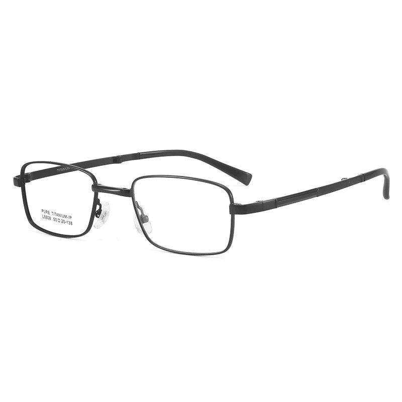 Bclear Men's Full Rim Foldable Square Titanium Eyeglasses Lb8808 Full Rim Bclear Black  