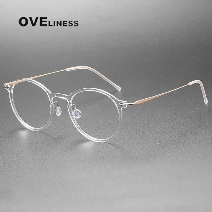 Oveliness Women's Full Rim Round Acetate Titanium Eyeglasses 326541