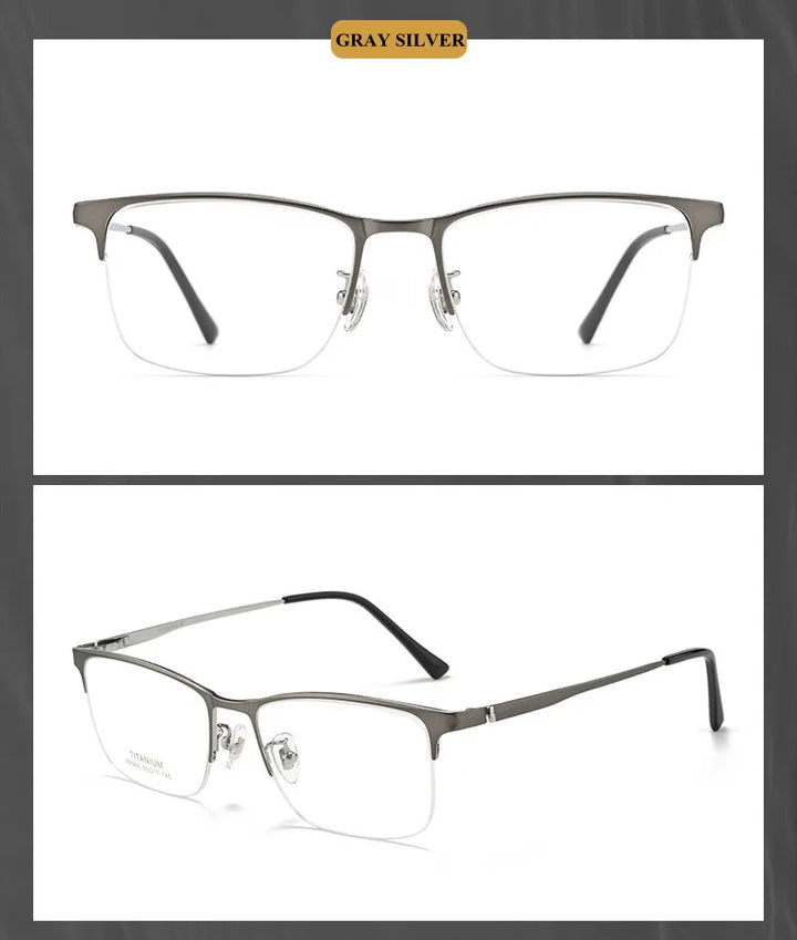 Chashma Ottica 89566 men's semi-rimless pure titanium prescription eyeglasses — view 7