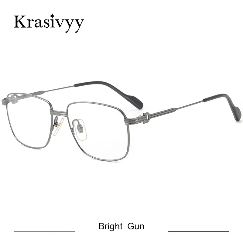 Krasivyy Mens Full Rim Square Titanium Eyeglasses Kr0294o Full Rim Krasivyy Bright Gun CN 