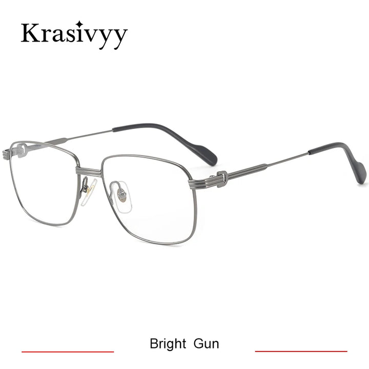 Krasivyy Women's Full Rim Flat Top Square Titanium Eyeglasses 2940 Full Rim Krasivyy Bright Gun  