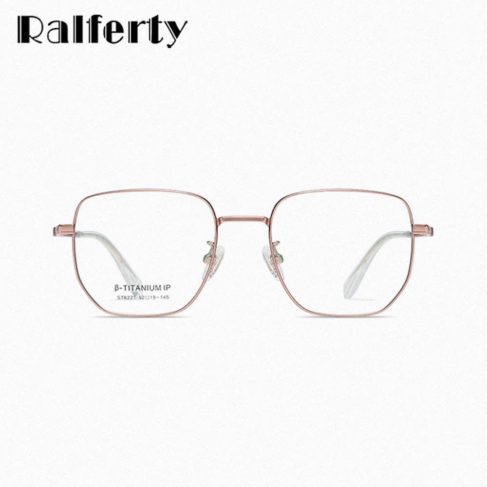 Ralferty Women's Full Rim Square Titanium Alloy Eyeglasses R6221 Full Rim Ralferty   