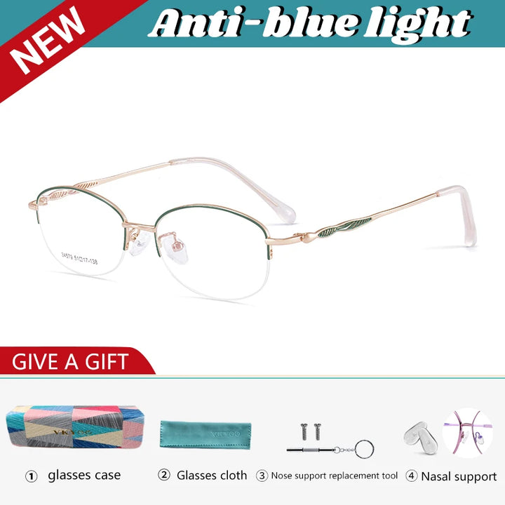 Vicky Women's Semi Rim Oval Square Alloy Reading Glasses 34579