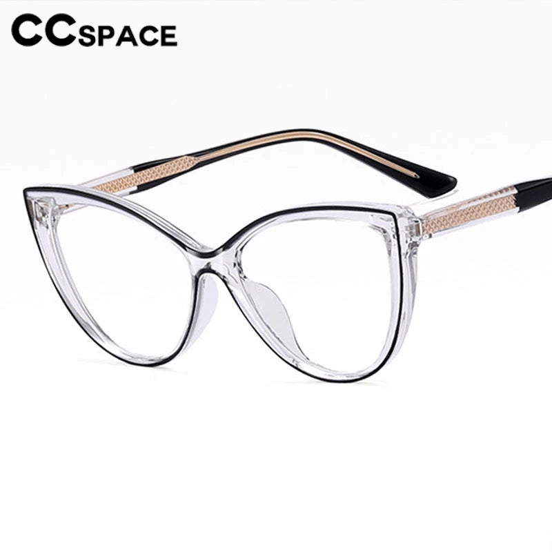 CCspace Women's Full Rim Square Cat Eye Tr 90 Titanium Eyeglasses 301560 Full Rim CCspace   