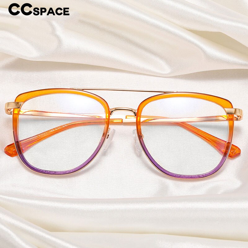 CCSpace Women's Full Rim Square Double Bridge Tr 90 Titanium Eyeglasses 55988 Full Rim CCspace   