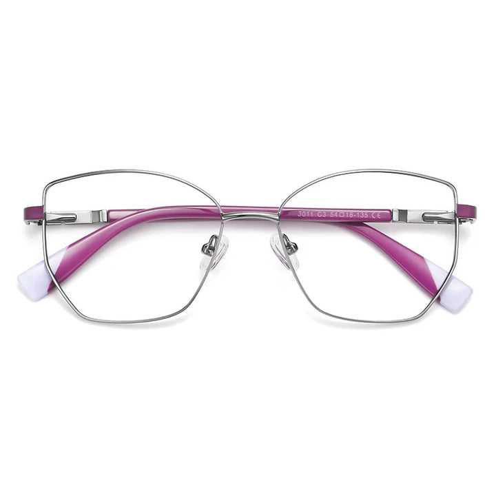 Brightzone Women's Full Rim Square Cat Eye Alloy Eyeglasses 73011 Full Rim Brightzone C3