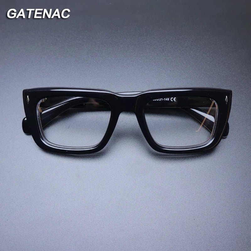 Gatenac Unisex Full Rim Square Acetate Eyeglasses Gxyj1200 Full Rim Gatenac   
