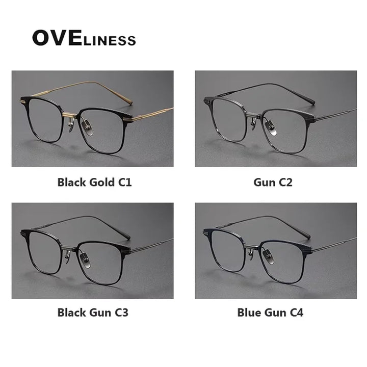 Oveliness Unisex Full Rim Square Titanium Acetate Eyeglasses 14521 Full Rim Oveliness   