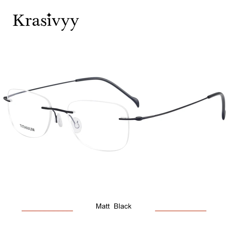Krasivyy Unisex Rimless Oval Square Titanium Eyeglasses 316009
