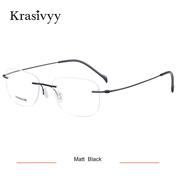 Krasivyy Unisex Rimless Oval Square Titanium Eyeglasses 316009