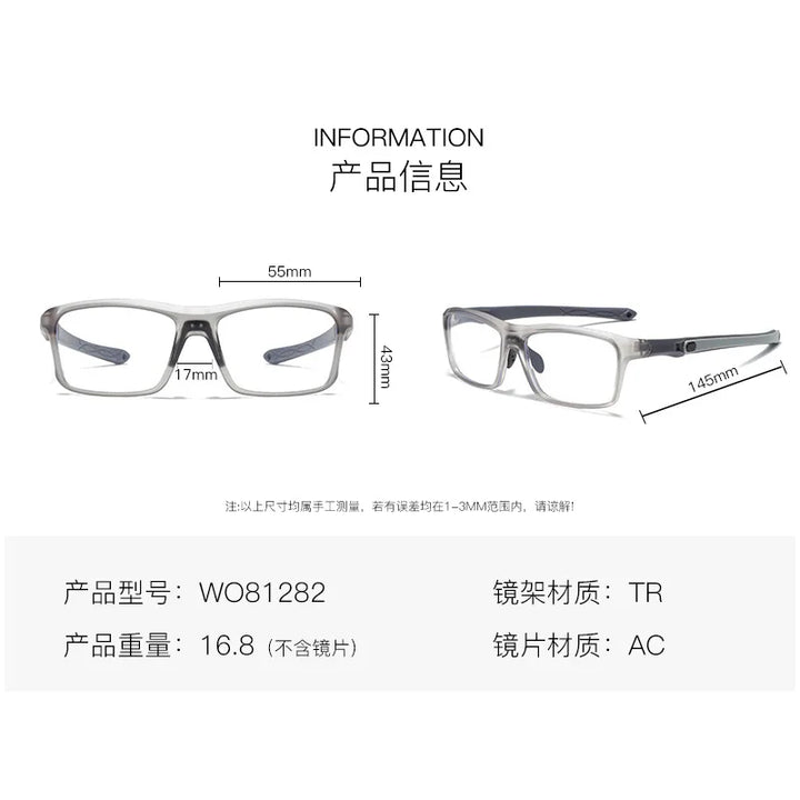 Zirosat Women's Full Rim Square Ultem Tr 90 Alloy Eyeglasses 81282