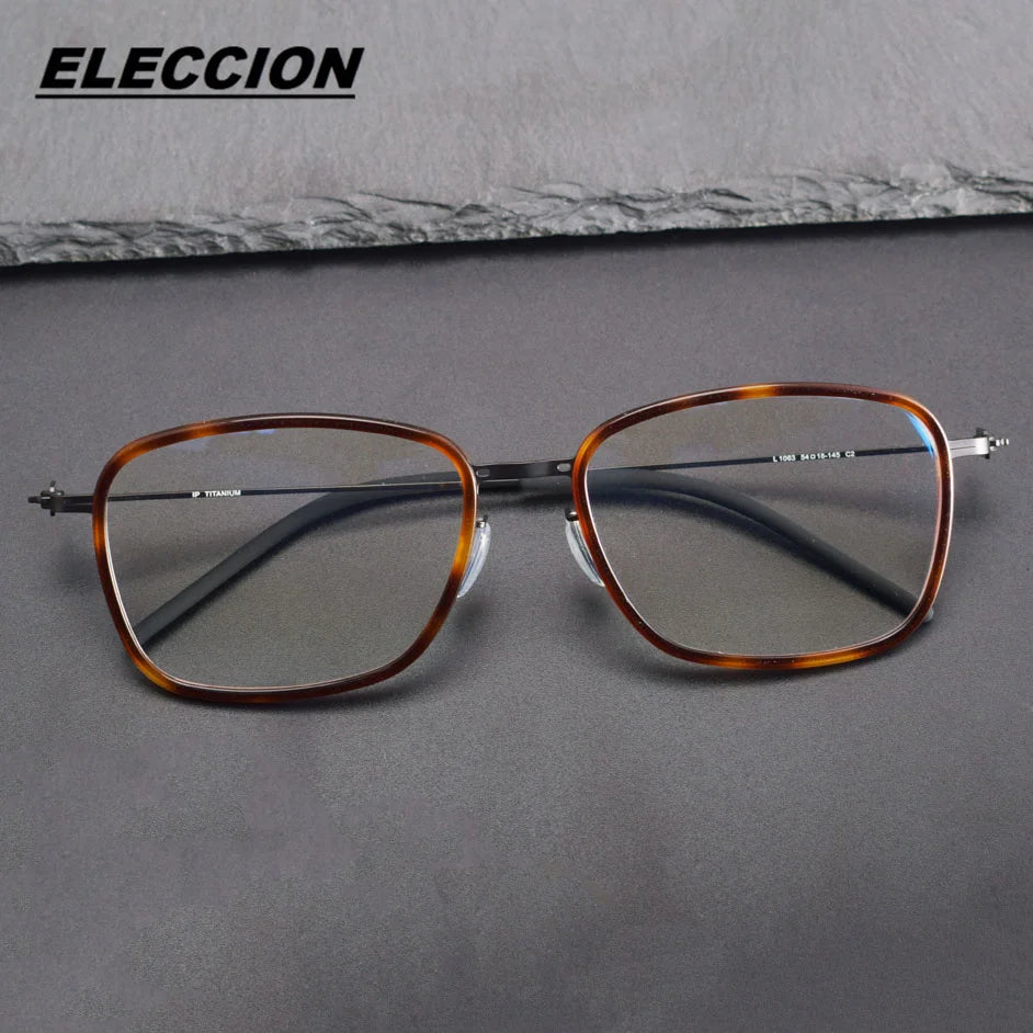 Eleccion Unisex Full Rim Square Titanium Acetate Eyeglasses 41063