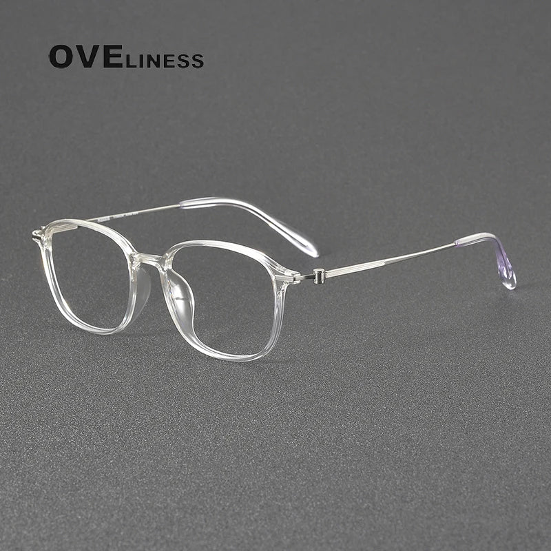 Oveliness Women's Full Rim Square Titanium Ultem Eyeglasses 8670 Full Rim Oveliness transparent  