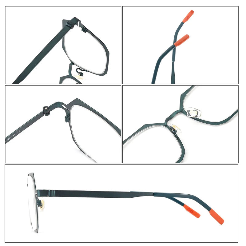 Muzz 81101 men's square screwless IP titanium prescription eyeglasses — view 6
