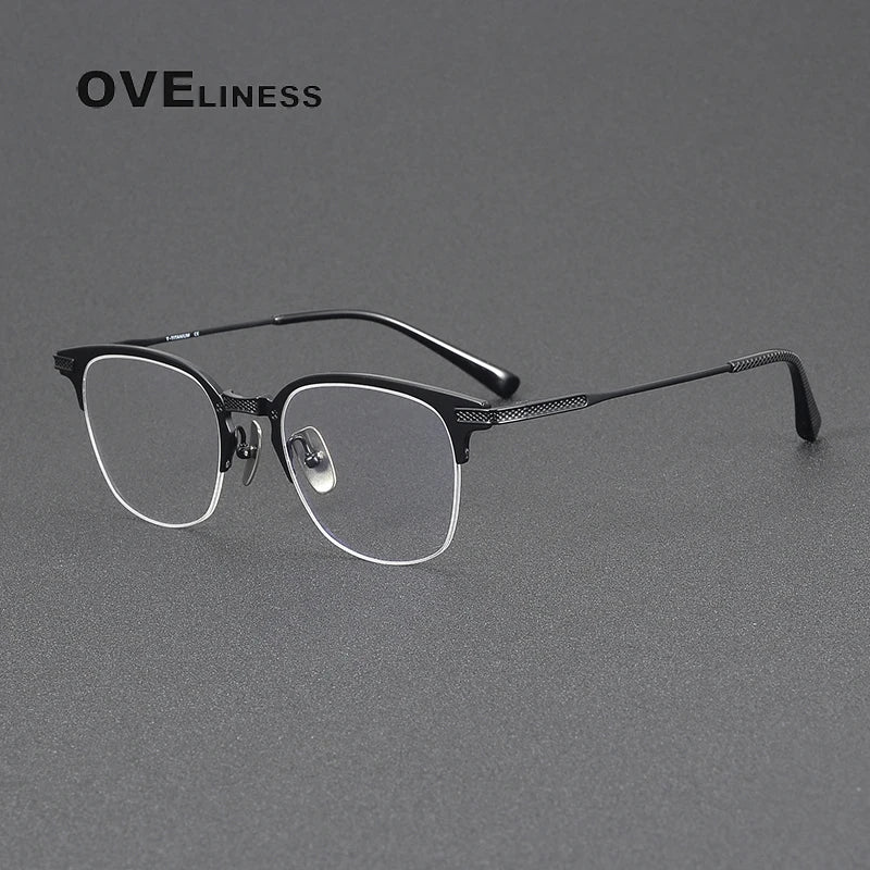 Oveliness Unisex Full Rim Big Square Titanium Eyeglasses 3424 Full Rim Oveliness black  