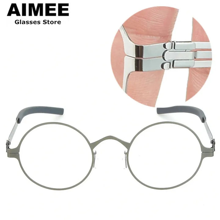 Aimee Women's Full Rim Round Screwless Steel Eyeglasses 1176