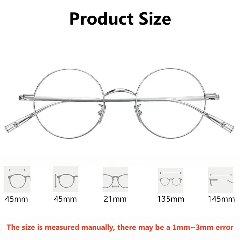 Yimaruili Women's Full Rim Round Titanium Alloy Eyeglasses 5555
