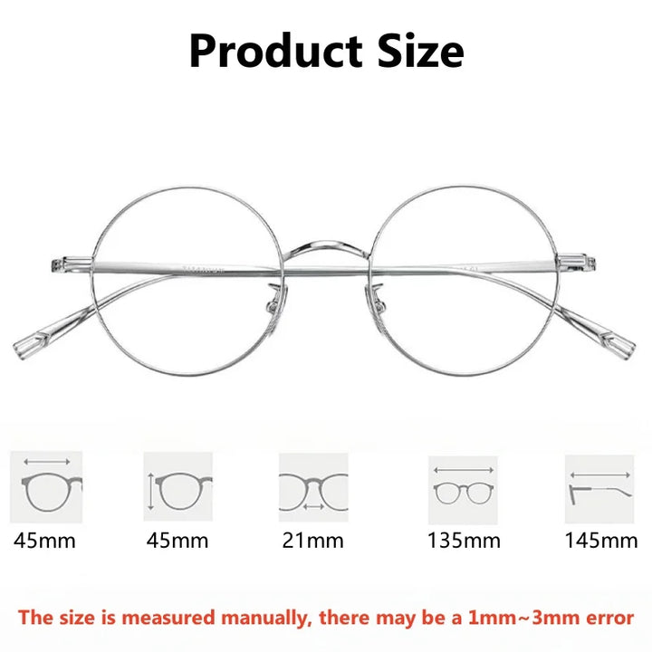 Yimaruili Women's Full Rim Round Titanium Alloy Eyeglasses 5555