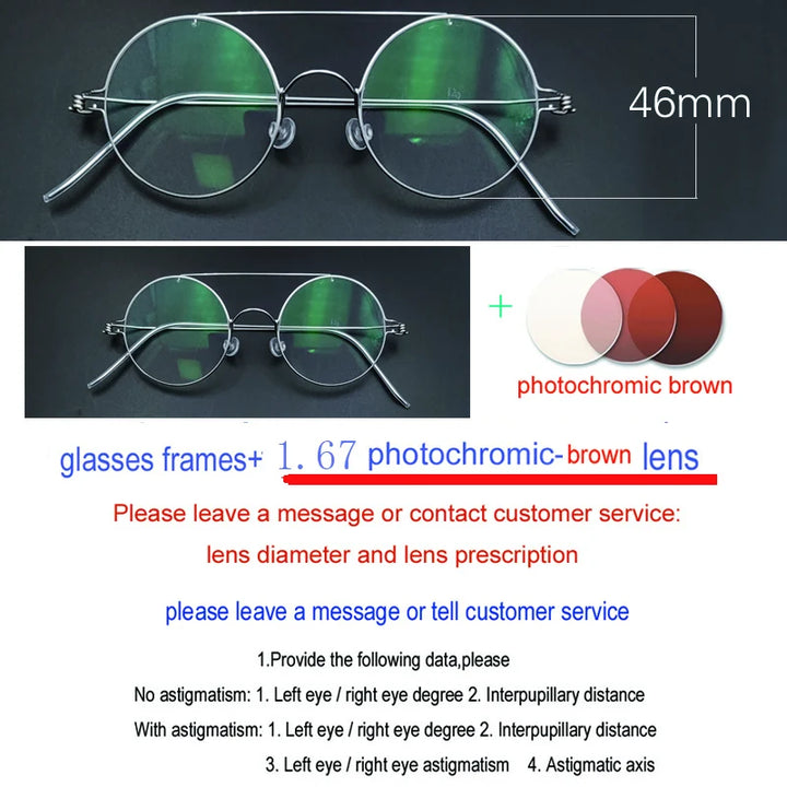 Yujo Unisex Full Rim Round Double Bridge Stainless Steel Eyeglasses Y4622 Full Rim Yujo C7 CHINA 