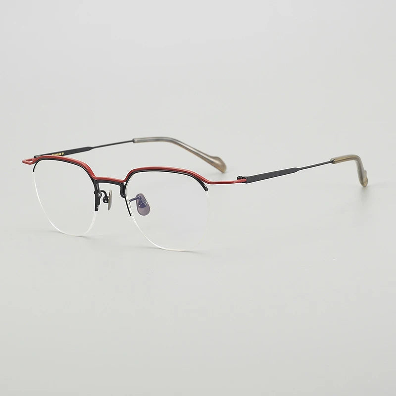 Hewei Unisex Semi Rim Polygon Square Titanium Eyeglasses 190036 Semi Rim Hewei C4  