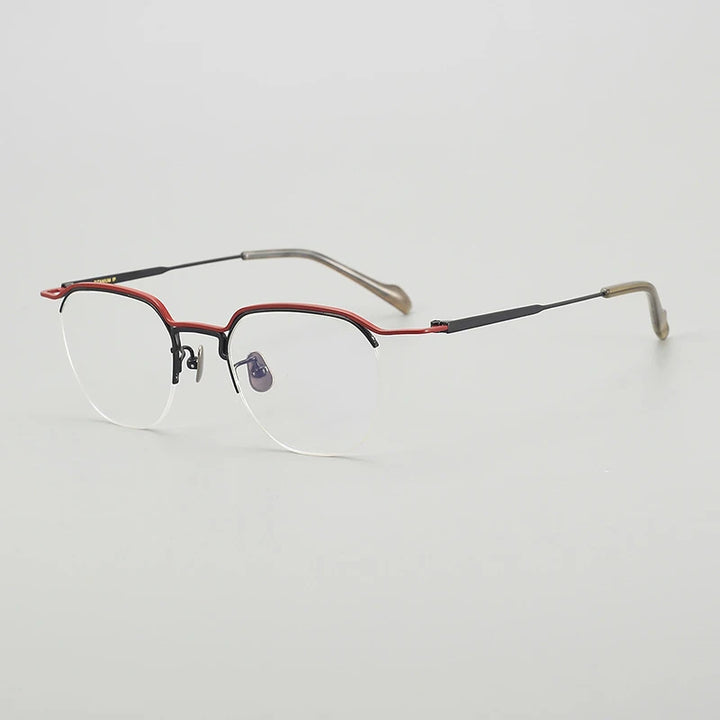 Hewei Unisex Semi Rim Polygon Square Titanium Eyeglasses 190036 Semi Rim Hewei C4  