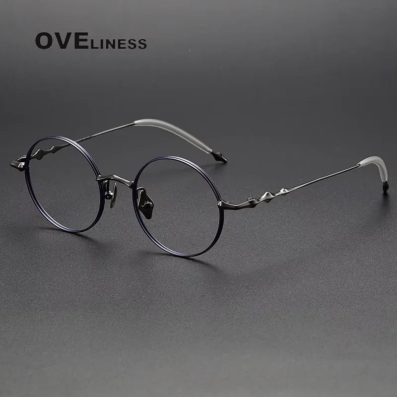 Oveliness Women's Full Rim Oval Round Titanium Eyeglasses 813019 Full Rim Oveliness blue gun