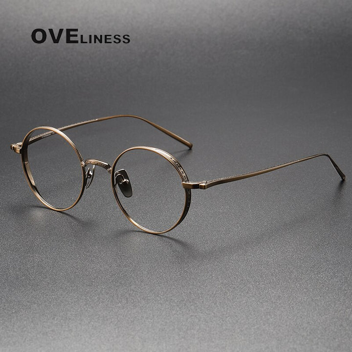 Oveliness Unisex Full Rim Round Titanium Eyeglasses M3087 Full Rim Oveliness bronze  