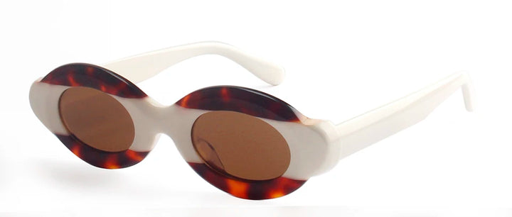 Esnbie Unisex Full Rim Oval Frosted Thick Acetate Sunglasses 240321