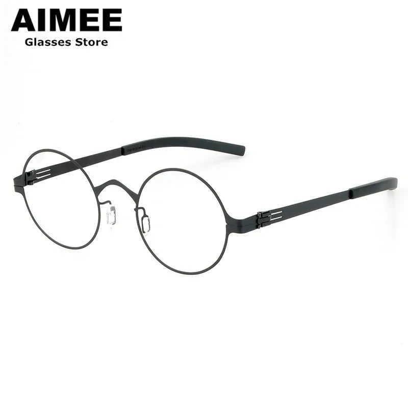 Aimee Women's Full Rim Round Screwless Steel Eyeglasses 42128