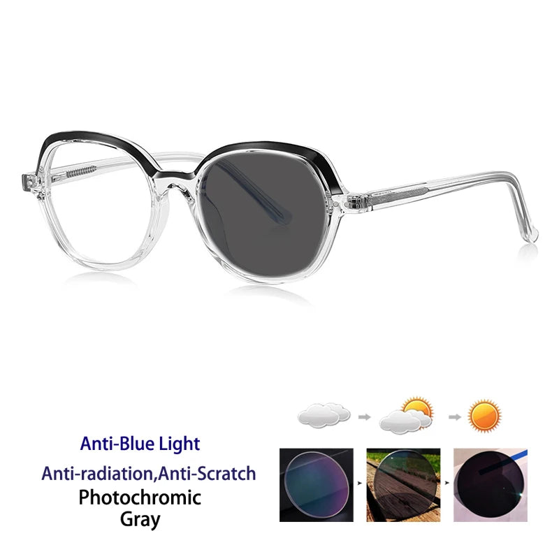 Kocolior Women's Full Rim Oval Tr 90 Alloy Photochromic Reading Glasses 242051