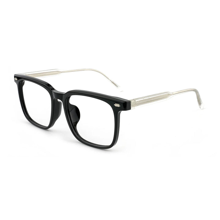 KatKani Unisex Full Rim Square Tr 90 Eyeglasses 60052 Full Rim KatKani Eyeglasses Black Transparent  