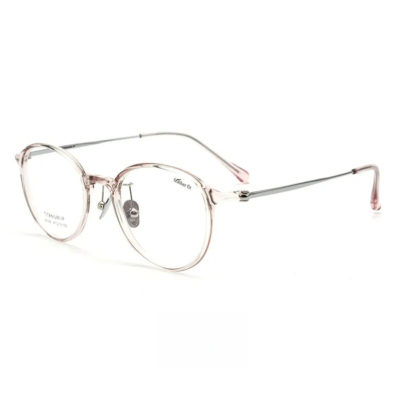 Yimaruili Unisex Full Rim Round Tr 90 Titanium Eyeglasses 7g L9108y Full Rim Yimaruili Eyeglasses Transparent Pink  