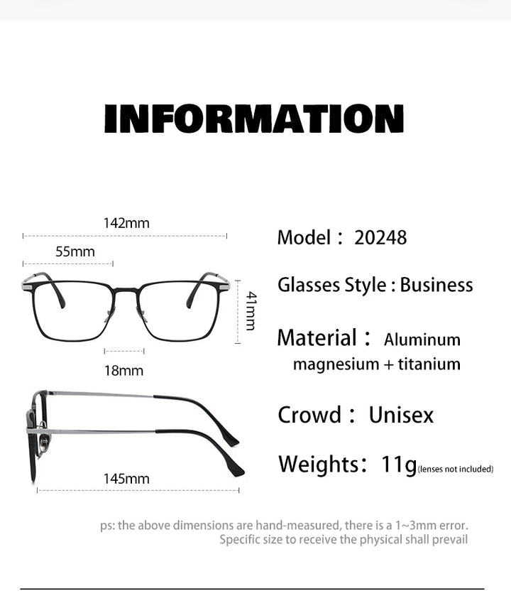 Vicky Unisex Full Rim Square Aluminum Titanium Reading Glasses V2248 Reading Glasses Vicky   