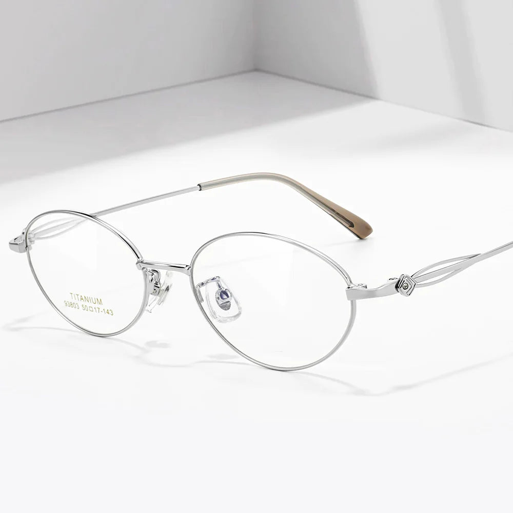 Gmei Optical 93803 women's oval titanium prescription eyeglasses