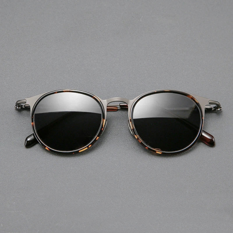 Blackmask Unisex Full Rim Round Titanium Polarized Sunglasses BM-0056S