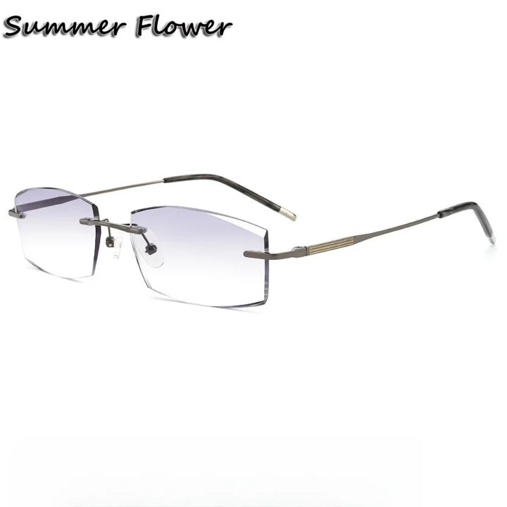 Summer Flower Men's Rimless Square Titanium Eyeglasses 369012