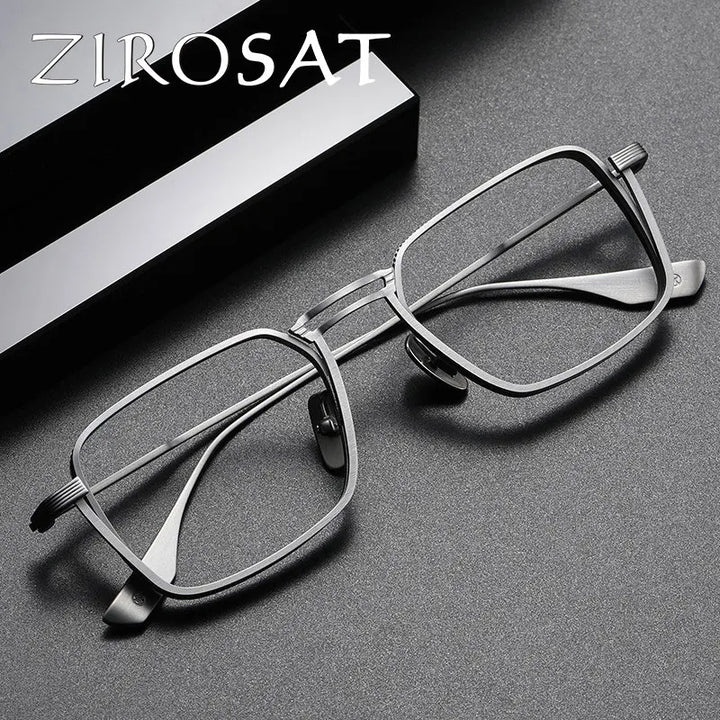 Zirosat Men's Full Rim Square Double Bridge Titanium Eyeglasses 958125