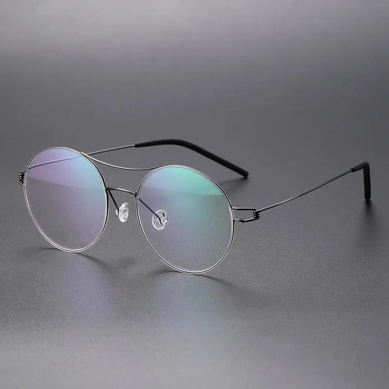 Bobbie 820241 Unisex Double Bridge Full Rim Round Titanium Frames FuzWeb
